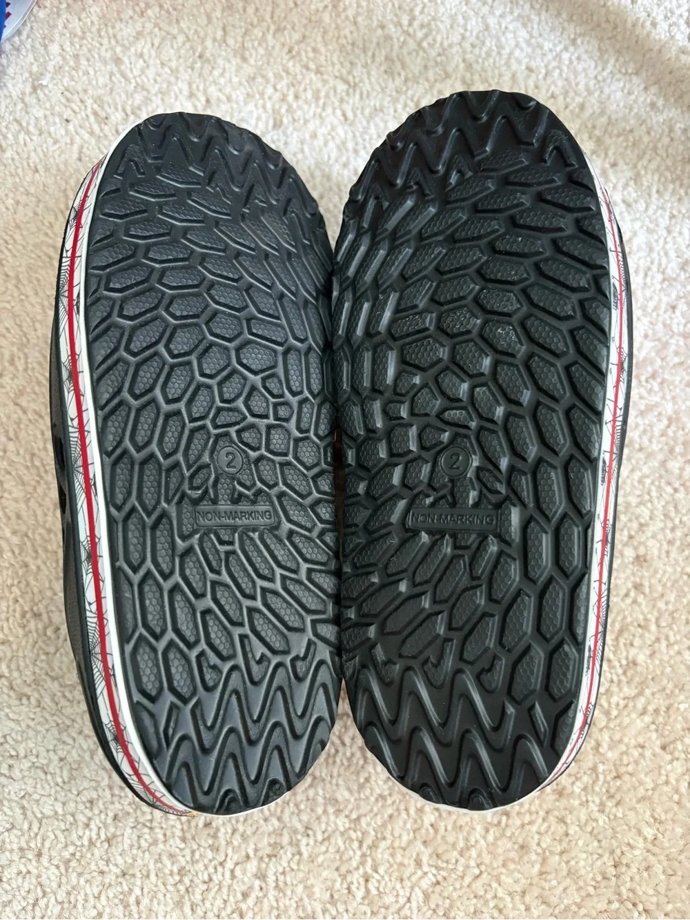 Spiderman Child's Slip On Sling Back Shoes Black And Red Marvel Clogs Size 2